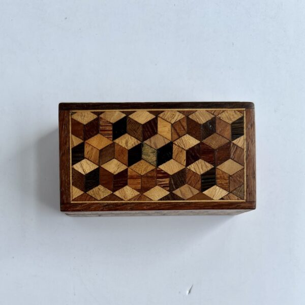 tunbridge ware small pin box, top view