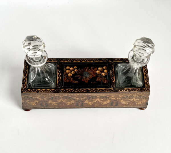 Tunbridge ware perfume stand, top view